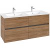 VILLEROY & BOCH Collaro závesná skrinka pod dvojumývadlo, 4 zásuvky, 1261 x 480 x 610 mm, Oak Kansas, C14700RH