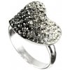 Šperky Nina - Strieborný prsteň Swarovski komponent kamienky 925/1000 - pr kam H 062 (Strieborný prsteň Swarovski komponent kamienky 925/1000 ( srdce černo- bílé 076))