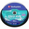 DVD-RW disk, prepisovateľný 4,7GB, 4x, 10 ks, cake box, VERBATIM