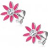 Šperky eshop - Náušnice zo striebra 925 - tmavoružový kvietok so zirkónom Y44.18