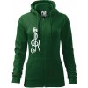 Husľový kľúč gitara - Mikina dámska trendy zipper s kapucňou - S ( Fľaškovozelená )