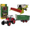 JOKO Sada Kovový Traktor s Vyklápacou Vlečkou + Kovový Kombajn