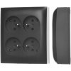 Simon Aquaclick 4-zásuvková nadomietková zásuvka s uzemnením, čierna