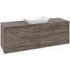 VILLEROY & BOCH Collaro závesná skrinka pod umývadlo na dosku (umývadlo v strede), 4 zásuvky, s LED osvetlením, 1600 x 500 x 548 mm, Stone Oak, C120B0RK
