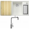 Blanco AXIA III 6 S biela s excentrom + drevená krájacia doska 523466 + Blanco MILI chróm 519413