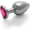 Ouch! Heart Gem Butt Plug Large Silver/Rubellite Pink