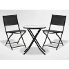 Garden Line BALKÓNOVÝ NÁBYTOK SET - OKRÚHLY STÔL + 2 SKLADACIE STOLIČKY - ČIERNA *6643