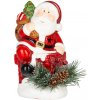 MagicHome Dekorácia Santa s čečinou LED terakota 10x8,2x13,7 cm