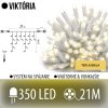 Viktória led svetelná záclona vonkajšia - 350led - 21m teplá biela - biely kábel