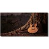 Vodorovné Sklenené hodiny na stenu Akustická gitara 60x30 cm