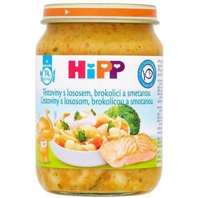 HiPP Príkrm zeleninovo-mäsový Cestoviny s lososom, brokolicou a smotanou 250g