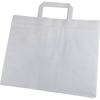 Papierová taška s plochým uchom, 25,5x32x22 cm, biela