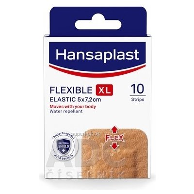 Hansaplast FLEXIBLE XL Elastic náplasť elastická, 5x7,2 cm 1x10 ks, 9005800357478
