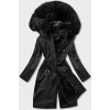 Čierna dámska zimná bunda s podšívkou z machovej kožušiny (b537-1) odstíny černé XL (42)