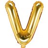 PartyDeco Fóliový balón Mini - Písmeno V 35cm zlatý