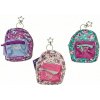 Batoh mini 11cm MIX farieb,, prívesok, linajkový notes, pero, guma, nálepky/ks