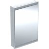 Geberit ONE Zrkadlová skrinka s LED osvetlením, 60x90x15 cm, pánty vpravo, vstavaná, hliník 505.801.00.1