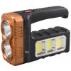 PR Ručná solárna baterka LTC 2-LED XPE+3x COB 400lm 3W, batéria 800mAh, powerbanka, IP65,MicroUSB