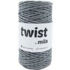 MILA macramé šňůra TWIST 3mm Šedá tmavá