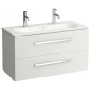 Laufen Avin - set - biela lesklá skrinka 100 + Lua dvojumývadlo 100 cm pre 2 batérie