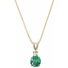 Klenota Zlatý smaragdový náhrdelník s diamantom k0459013
