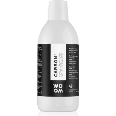 WOOM Carbon+ Mouthwash bieliaca ústna voda s aktívnym uhlím 500 ml