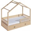 Wilsondo Detská drevená posteľ s úložným priestorom domček 200x90 Wiktor - borovica