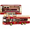 LEAN TOYS Dvojposchodový turistický autobus kovový – červená 1:42
