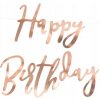 Banner Párty Deco Happy Birthday ružové zlato 16,5 x 62 cm