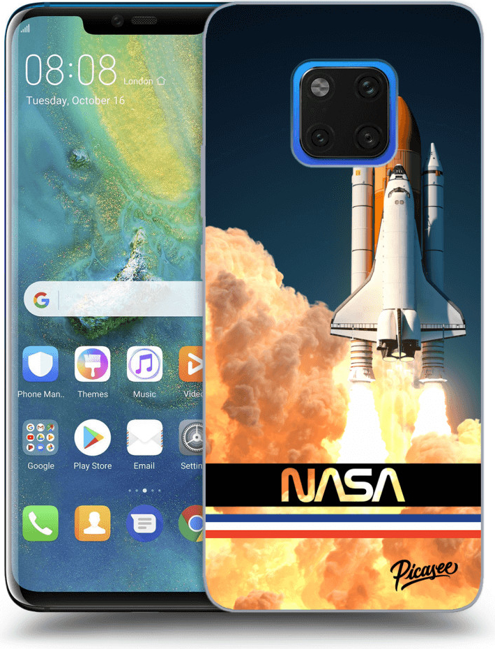 Púzdro Picasee silikónové Huawei Mate 20 Pro - Space Shuttle čierne