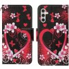 Peňaženkové 3D puzdro Colored Drawing Pattern na Samsung Galaxy S25 Plus 5G - Red Heart