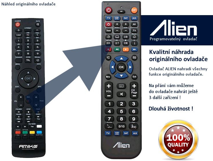 Diaľkový ovládač Alien Amiko SHD 8250, 8260, 8270