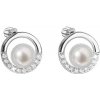 Evolution Group strieborné náušnice pecky s bielou riečnou perlou 21022.1B