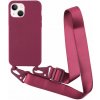 AppleKing matný kryt s nastaviteľným popruhom pre iPhone 13 - vínový - možnosť vrátiť tovar ZADARMO do 30tich dní