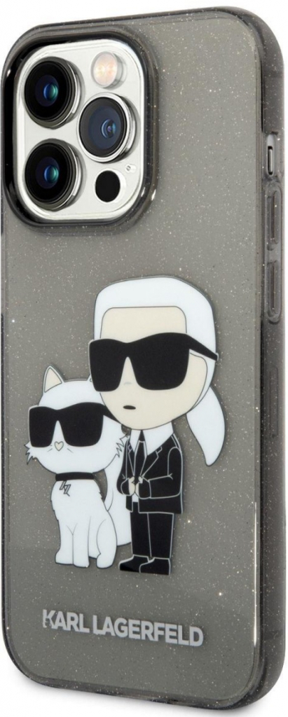 Púzdro Karl Lagerfeld IML Glitter Karl and Choupette NFT iPhone 14 Pro Max čierne