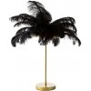 Luxusná stolná lampa s atraktívnym tienidlom z prírodného pštrosieho peria - čierna