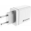 VERBATIM Univerzální adaptér nabíječka CHR-30EU2, 30W, 1x USB-C, 3x USB bílá