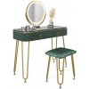 Vicco Vanity table Grace, 100 cm with LED lighting and stool, Dark Zelená high gloss