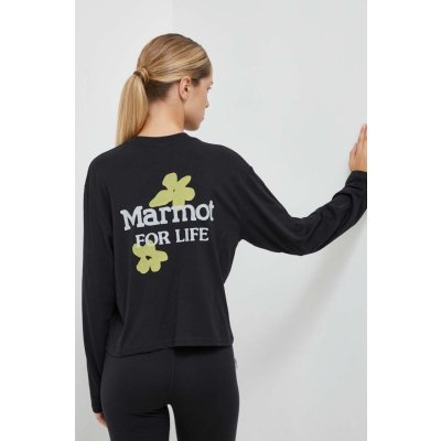 Marmot Tričko s dlhým rukávom Flowers For Life dámske M14841 čierna