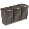 PROSPERPLAST Sada 3 odpadkových košov SORTIBOX antracit, objem 3x35L