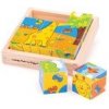 Bigjigs Toys Obrázkové kocky kubusy Safari 9 kociek