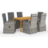 Zostava záhradného nábytku z dreva VidaXL, sivá, 7-dielna