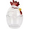 Clayre & Eef Transparentná sklenená dóza s vekom v tvare sliepočky Chicken - ⌀ 6*9 cm - Clayre & Eef