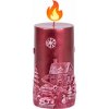 Sviečka MagicHome Vianoce, 7x12,5 cm, valcová, červená, s 3D krajinkou