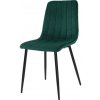Zamatová jedálenská stolička BELT Tmavozelená - čierne nohy