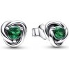 Pandora Slušivé strieborné náušnice so zelenými zirkónmi 292334C08