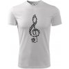 Husľový kľúč z nôt - Pánske tričko Fantasy športové - 2XL ( Biela )