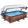 Bazén s krytom a filtráciou Wood pool Exit Toys oceľová konštrukcia 300*200*65 cm hnedý od 6 rokov