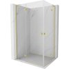 Mexen Mist-H L Duo sprchový kút otvárací 70 x 75 cm, transparentný, zlatá kartáčovaná - 8A5L-070L-075P-55-00