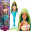 Bábika Barbie Morská Panna - tyrkysový chvost, tyrkysovo-žlté vlasy HRR03